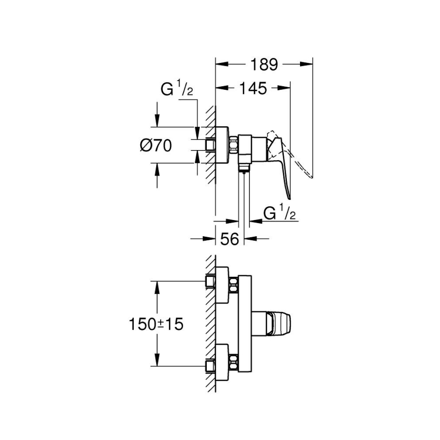 GROHE 1018740000 - Μπαταρία ντους DICE σε γυαλιστερό χρώμιο