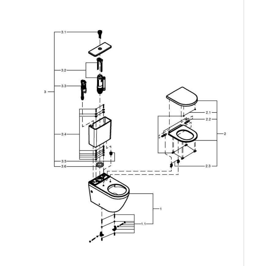 GROHE 102513SH00 - Πλήρες σετ WC EURO CERAMIC 67,3 x 37,6 x 79,2 cm, κεραμικό/λευκό