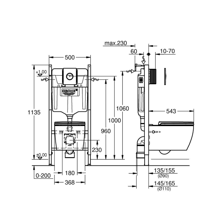 GROHE 103843SH00 - Σετ 5 σε 1 SOLIDO COMPACT 1,13 m κεραμικό/λευκό