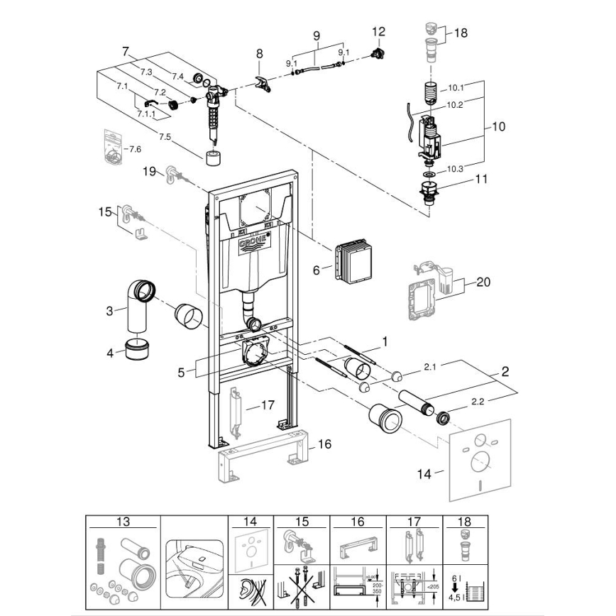 GROHE 103846SH00 - Σετ 5 σε 1 SOLIDO, 1,13 m, κεραμικό/λευκό