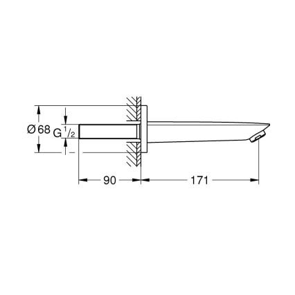 GROHE 13255001 - Βαλβίδα αποχέτευσης μπανιέρας BAUCOSMOPOLITAN 171 mm γυαλιστερό χρώμιο