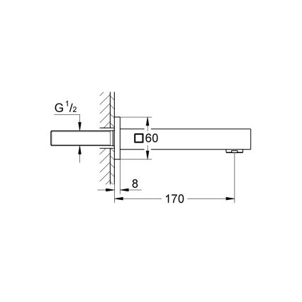 GROHE 13303000 - Βαλβίδα αποχέτευσης για μπανιέρα EUROCUBE, 170 mm, γυαλιστερό χρώμιο