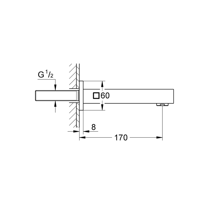 GROHE 13303000 - Βαλβίδα αποχέτευσης για μπανιέρα EUROCUBE, 170 mm, γυαλιστερό χρώμιο