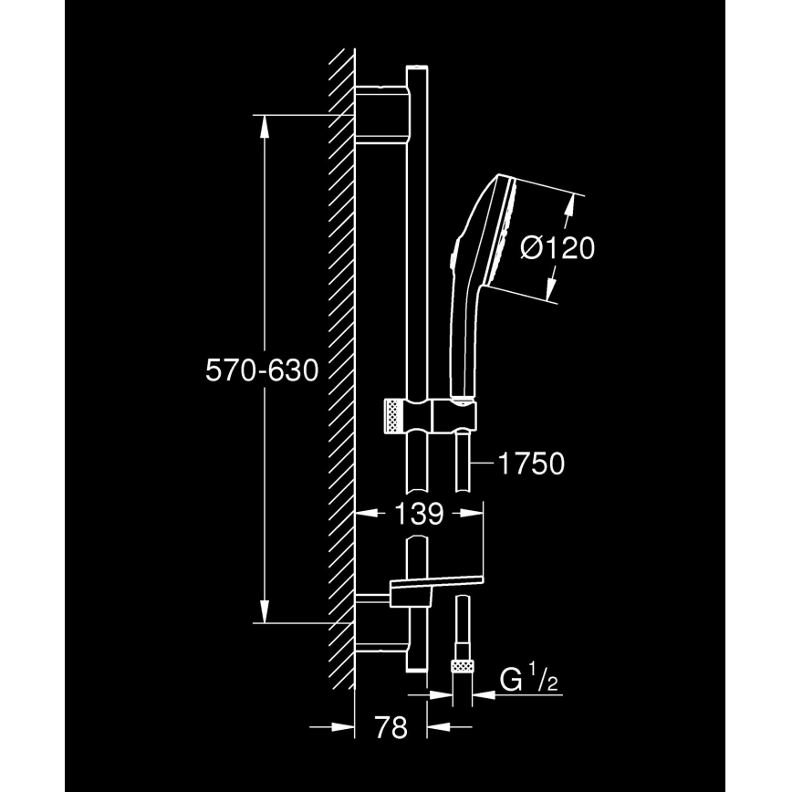 GROHE 134866AL00 - Σετ ντους VITALIO JOY+ 120 mm γραφίτης
