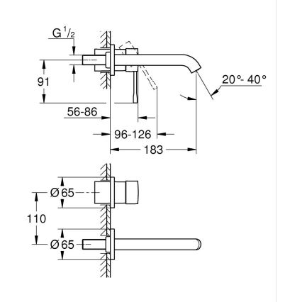 GROHE 19408DL1 - Μίκτης νιπτήρα δύο οπών ESSENCE 183 mm μπρονζέ