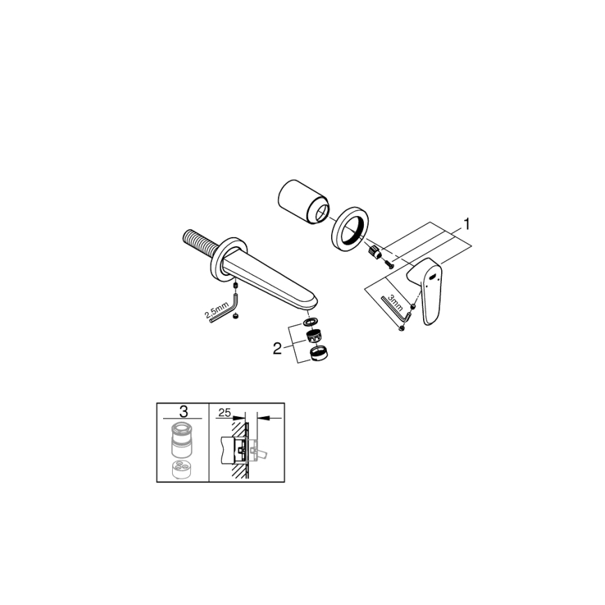 GROHE 19573002 - Μπαταρία νιπτήρα για δύο οπές EURODISC COSMOPOLITAN 11x17 cm χρωμιωμένη