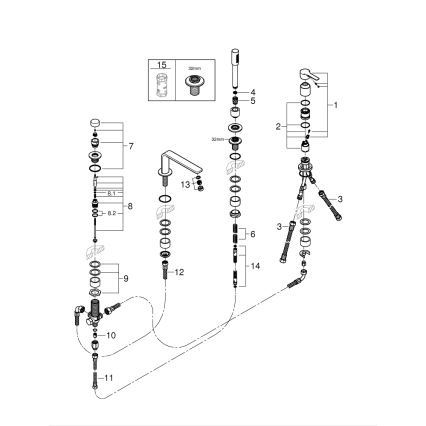 GROHE 19577001 - Σετ για μπανιέρα τεσσάρων οπών LINEARE, γυαλιστερό χρώμιο