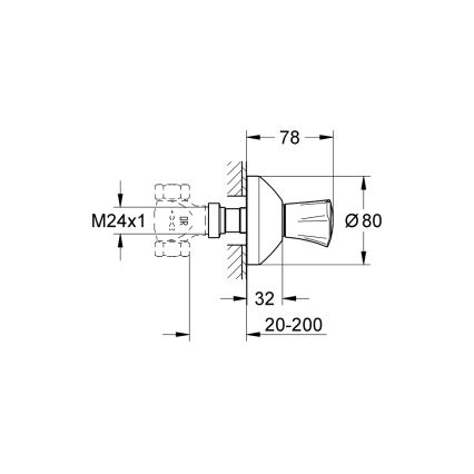 GROHE 19806001 - Επάνω εξάρτημα εντοιχιζόμενης βαλβίδας COSTA L 20-200 mm, γυαλισμένο χρώμιο