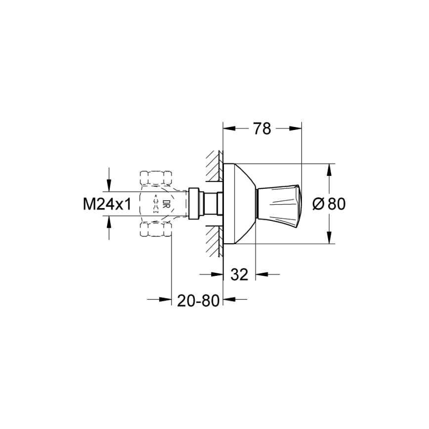 GROHE 19808001 - Επάνω σώμα εντοιχιζόμενης βαλβίδας COSTA L, γυαλιστερό χρώμιο