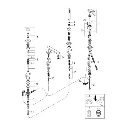 GROHE 19897001 - Μίκτης μπανιέρας τεσσάρων οπών EUROCUBE, γυαλιστερό χρώμιο
