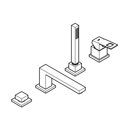 GROHE 19897001 - Μπαταρία μπανιέρας τεσσάρων οπών EUROCUBE, γυαλιστερό χρώμιο