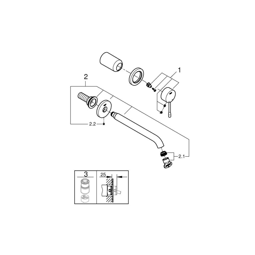 GROHE 19967DL1 - Μπαταρία νιπτήρα δύο οπών ESSENCE 230 mm, μπρονζέ