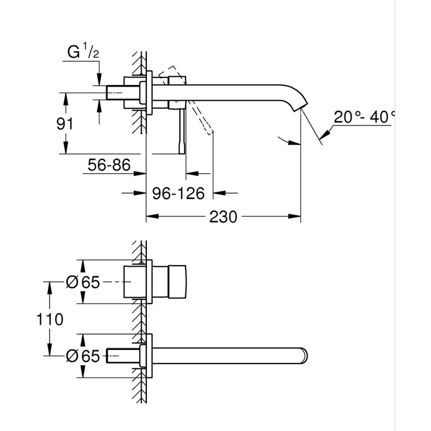 GROHE 19967GN1 - Μπαταρία νιπτήρα ESSENCE 230 mm χρυσή