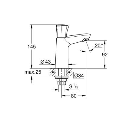 GROHE 20186001 - Επιτραπέζια βρύση COSTA L DN 15, γυαλιστερό χρώμιο