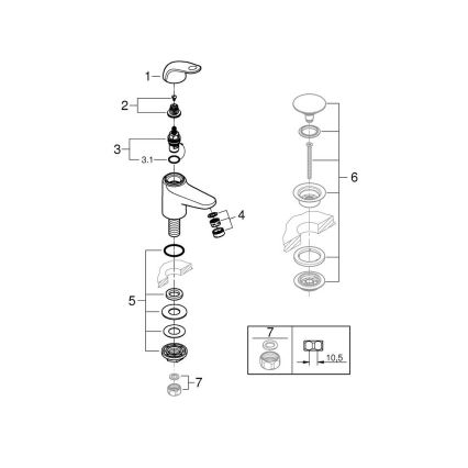 GROHE 20617001 - Επιτραπέζια βαλβίδα SWIFT μέγεθος XS γυαλιστερό χρώμιο