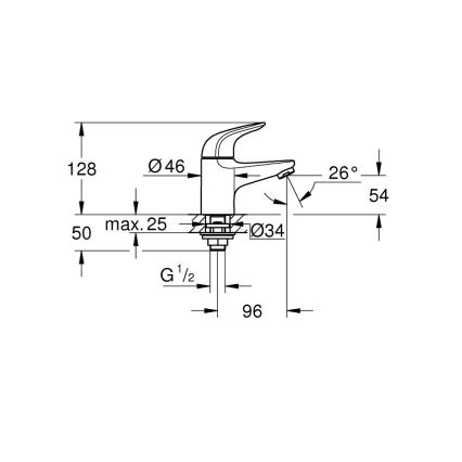 GROHE 20617001 - Επιτραπέζια βαλβίδα SWIFT μέγεθος XS γυαλιστερό χρώμιο