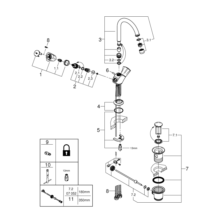 GROHE 21375001 - Μπαταρία νιπτήρα COSTA L σε γυαλιστερό χρώμιο