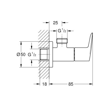 GROHE 22009001 - Γωνιακή βαλβίδα DN 15, γυαλισμένο χρώμιο