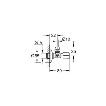 GROHE 22039000 - Γωνιακή βαλβίδα UNIVERSAL DN 15 γυαλιστερό χρώμιο