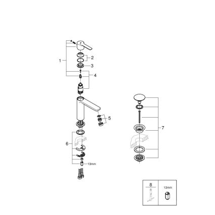 GROHE 23106AL1 - Μπαταρία νιπτήρα LINEARE, μέγεθος S, γραφίτης