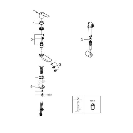 GROHE 231232433 - Μίκτης νιπτήρα START DN 15, Μέγεθος S, Μαύρο
