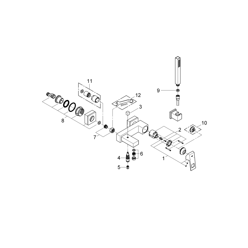 GROHE 23141000 - Σετ μπανιέρας με μρύτη EUROCUBE DN 15, γυαλιστερό χρώμιο