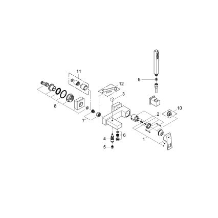 GROHE 23141000 - Μπαταρία μπανιέρας EUROCUBE DN 15, γυαλιστερό χρώμιο