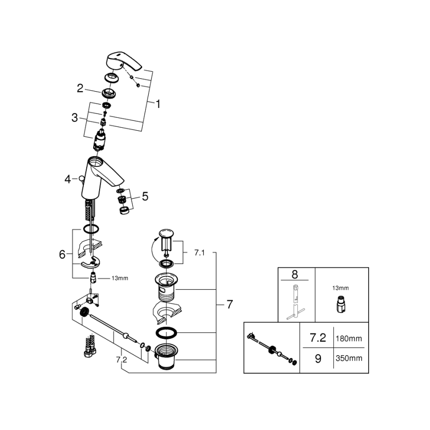 GROHE 23322001 - Μπαταρία νιπτήρα EUROSMART DN 15 γυαλιστερό χρώμιο