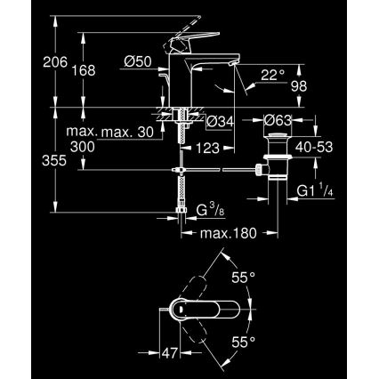 GROHE 23325000 - Μπαταρία νιπτήρα EUROSMART COSMOPOLITAN μέγεθος M χρώμιο