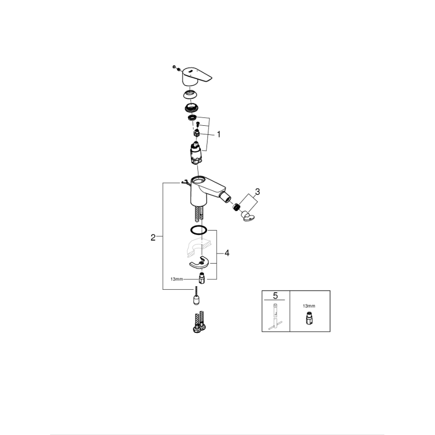 GROHE 23332001 - Μπαταρία μπιντέ BAUEDGE μέγεθος S γυαλιστερό χρώμιο