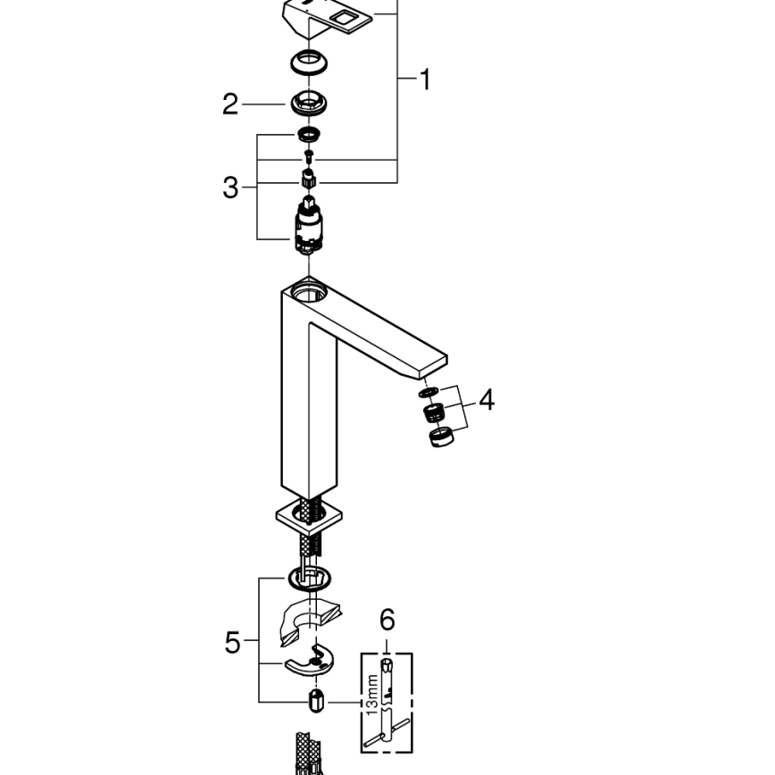 GROHE 23406000 - Μπαταρία νιπτήρα EUROCUBE μέγεθος XL γυαλιστερό χρώμιο
