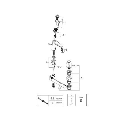 GROHE 23427000 - Μπαταρία νιπτήρα EURODISC JOY DN 15 μέγεθος M γυαλιστερό χρώμιο