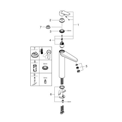 GROHE 23432000 - Μπαταρία νιπτήρα EURODISC COSMOPOLITAN μέγεθος XL χρωμέ