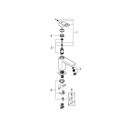 GROHE 23446000 - Μπαταρία νιπτήρα EUROCUBE DN 15 σε γυαλιστερό χρώμιο