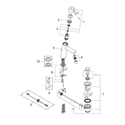 GROHE 23450001 - Μπαταρία νιπτήρα CONCETTO M γυαλιστερό χρώμιο