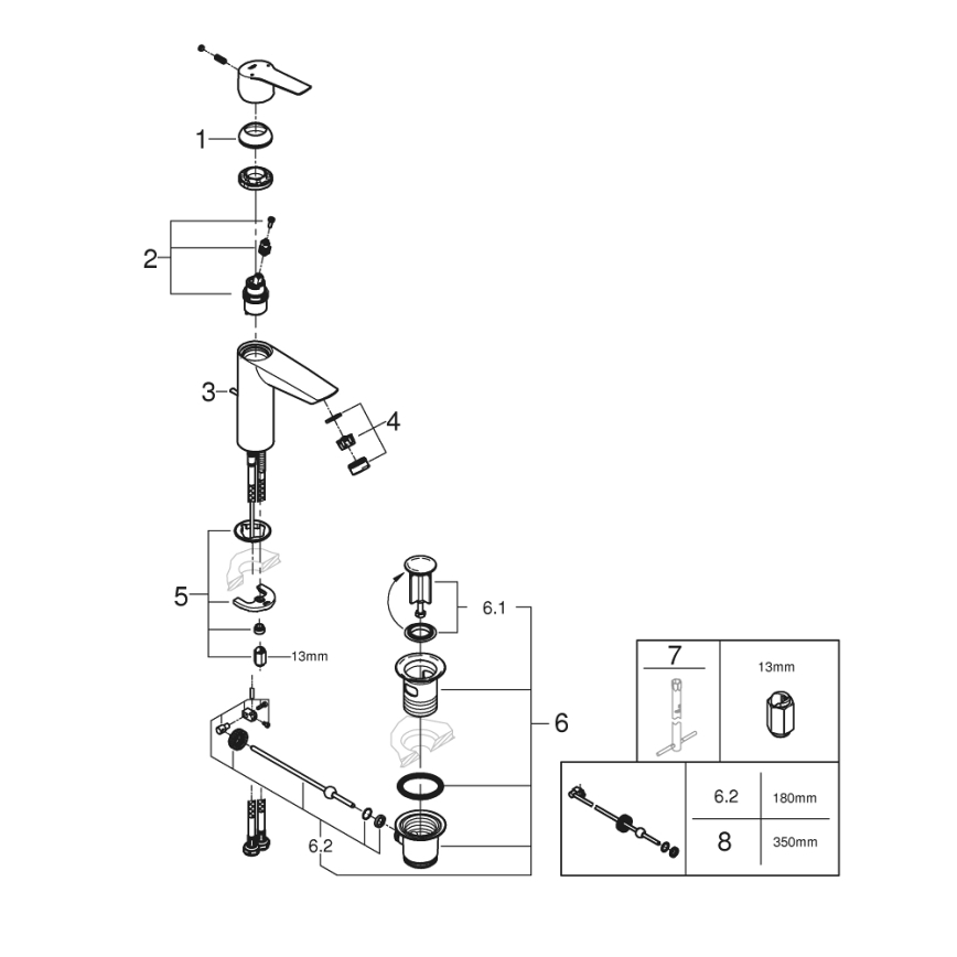 GROHE 234552432 - Μπαταρία νιπτήρα START 192 mm μαύρη