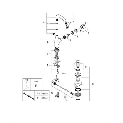 GROHE 23462DC1 - Μπαταρία νιπτήρα ESSENCE, μέγεθος M, από ανοξείδωτο ατσάλι