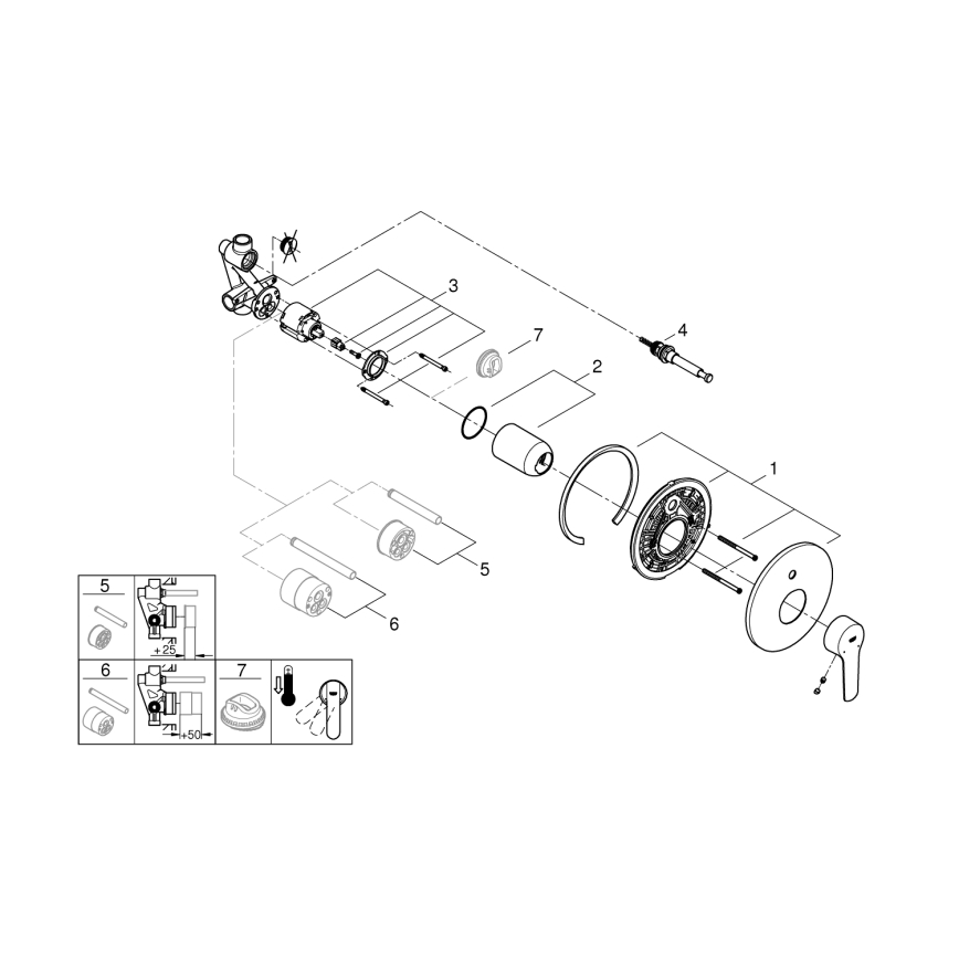 GROHE 23558002 - Μπαταρία μπανιέρας START σε γυαλιστερό χρώμιο
