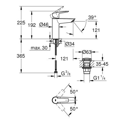 GROHE 235752432 - Μπαταρία νιπτήρα START 192 mm μαύρη