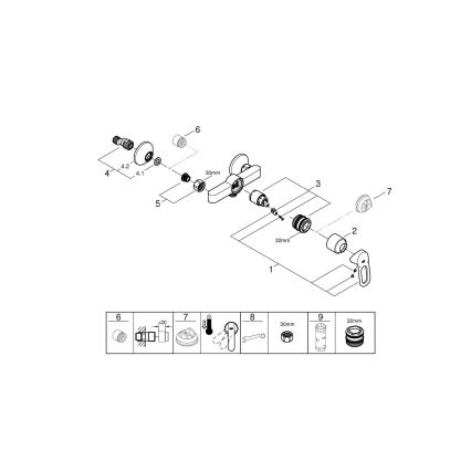GROHE 23634000 - Μπαταρία ντους BAULOOP DN 15 γυαλιστερό χρώμιο