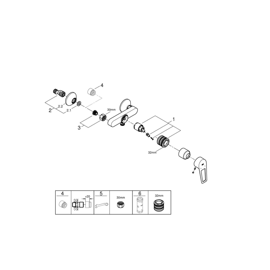 GROHE 23634001 - Μπαταρία ντους DN 15 γυαλιστερό χρώμιο