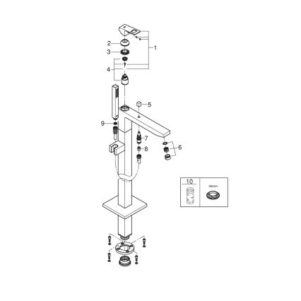 GROHE 23672001 - Μπαταρία μπανιέρας EUROCUBE 298 mm σε γυαλιστερό χρώμιο