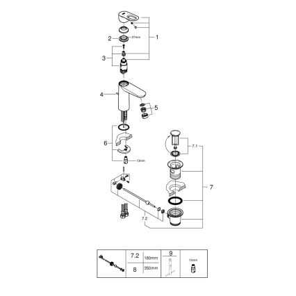 GROHE 23762000 - Μπαταρία νιπτήρα BAULOOP DN 15 γυαλιστερό χρώμιο