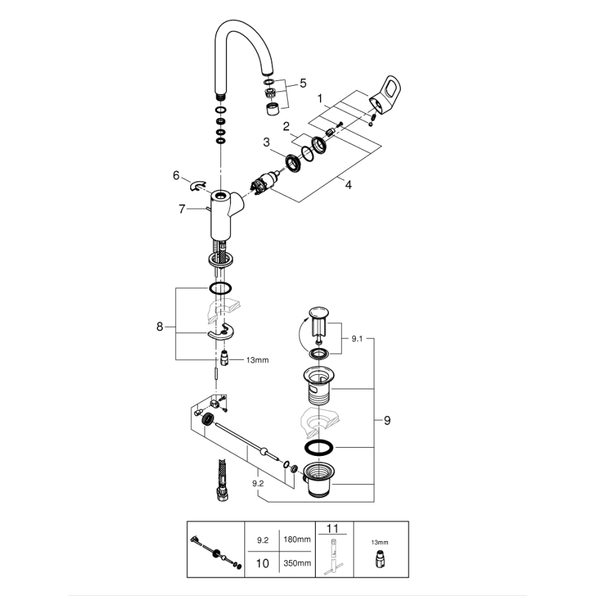 GROHE 23763000 - Μίκτης νιπτήρα BAULOOP μέγεθος L γυαλιστερό χρώμιο