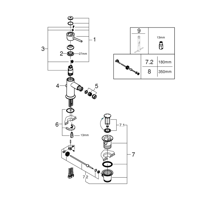 GROHE 23785000 - Μπαταρία μπιντέ START CLASSIC σε γυαλιστερό χρώμιο