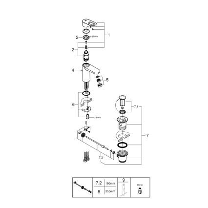 GROHE 23803000 - Μπαταρία νιπτήρα EUROSMART γυαλιστερό χρώμιο