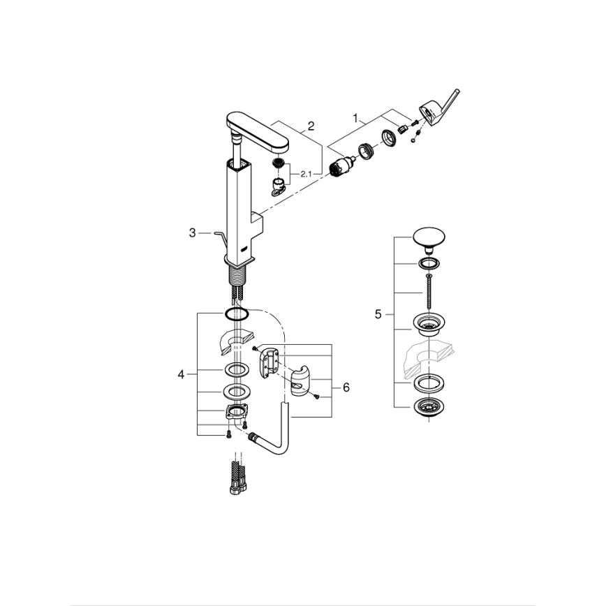 GROHE 23844003 - Μπαταρία νιπτήρα PLUS, μέγεθος L, γυαλισμένο χρώμιο