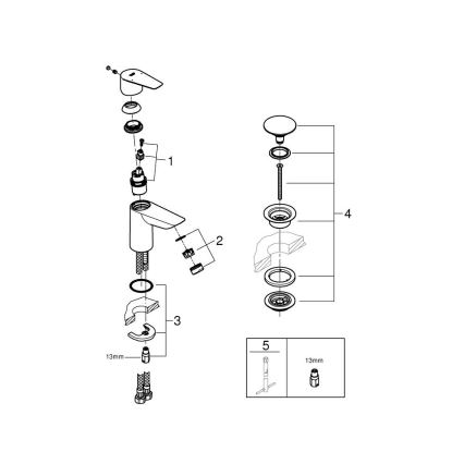 GROHE 23898001 - Μπαταρία νιπτήρα START EDGE γυαλισμένο χρώμιο
