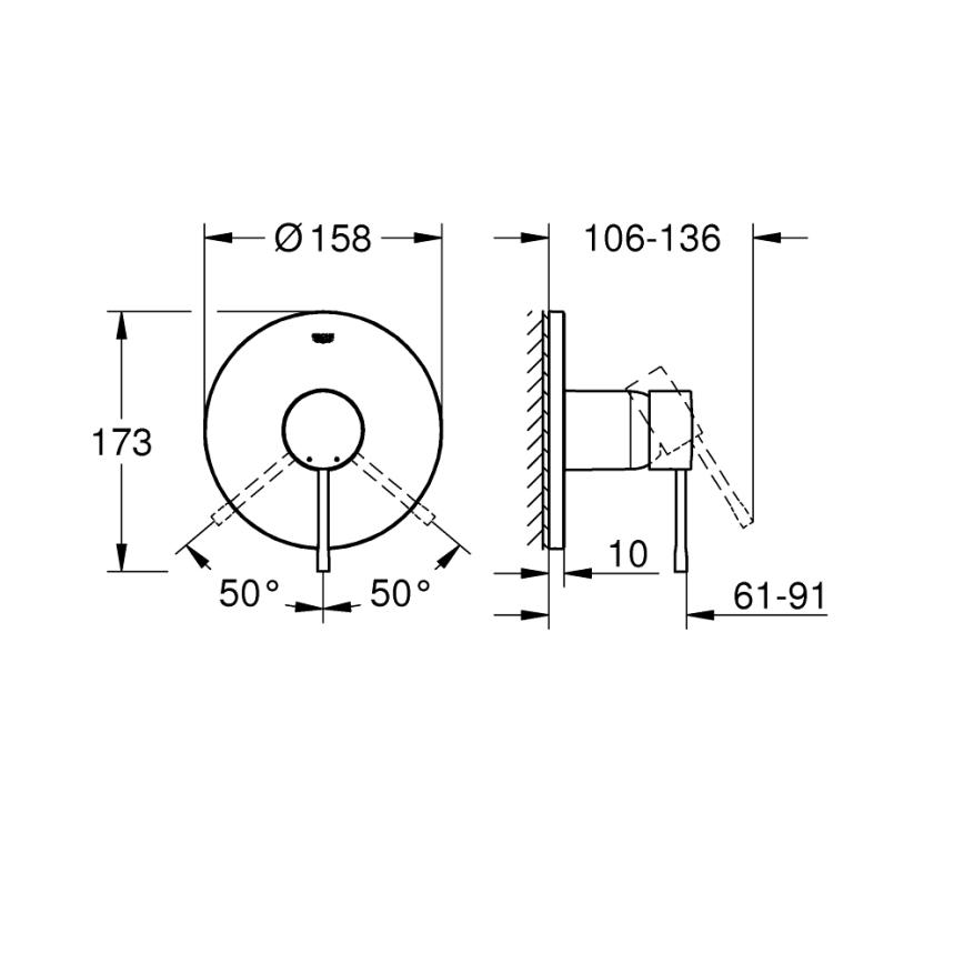 GROHE 24057GN1 - Μπαταρία ντους ESSENCE σε βουρτσισμένο χρυσό
