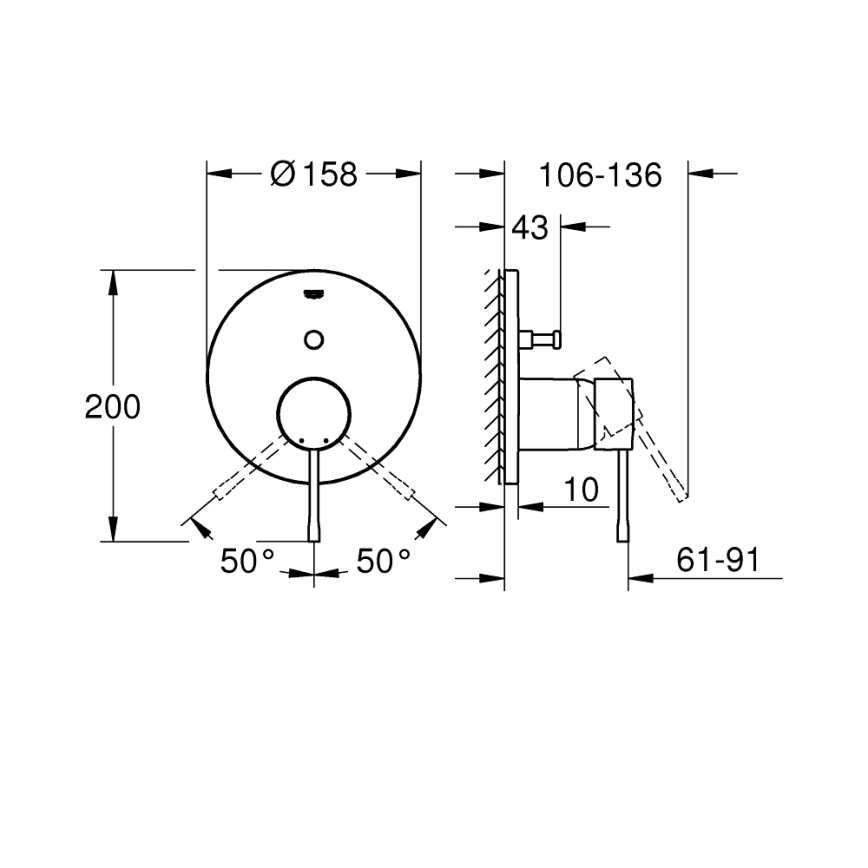GROHE 24058AL1 - Μπαταρία ESSENCE σε απόχρωση γραφίτη
